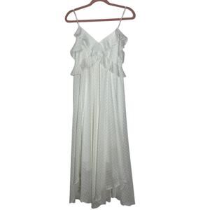 Chelsea 28 Antique White Sleeveless V-neck Ruffle Flowy Maxi Sexy Dress Size XXS
